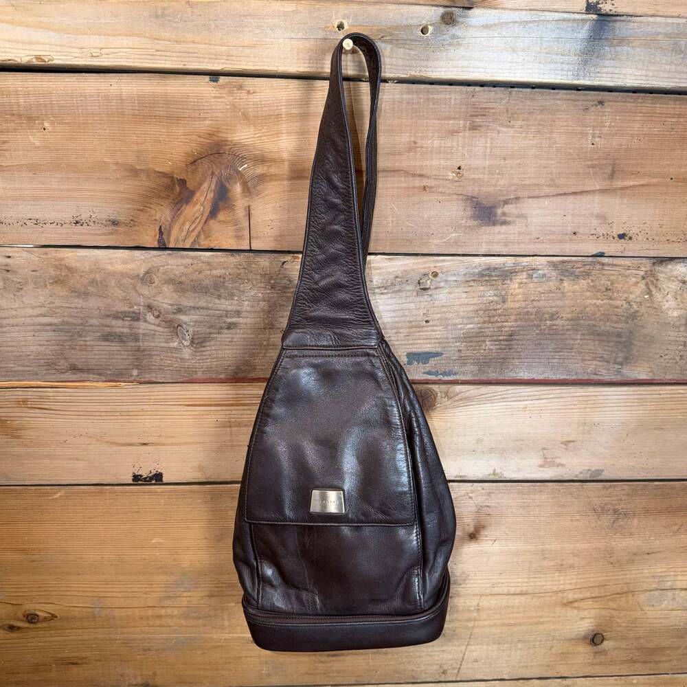 Perlina Dark Brown Soft Leather Sling Bag Backpack